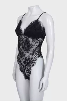 Black lace bodysuit with tag