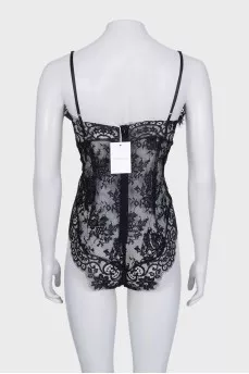 Black lace bodysuit with tag