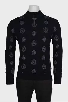 Men's wool pullover with signature print