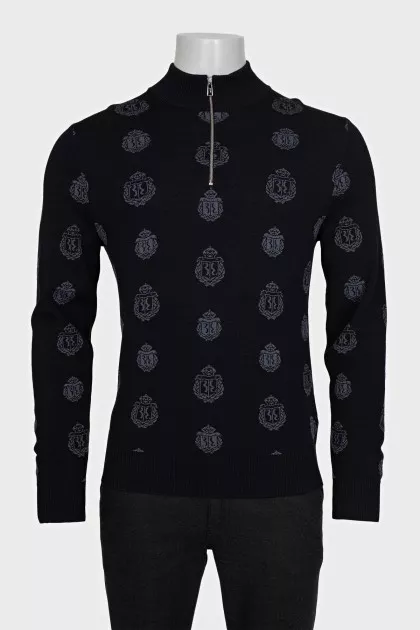 Men's wool pullover with signature print