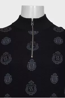 Men's wool pullover with signature print