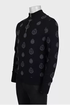 Men's wool pullover with signature print