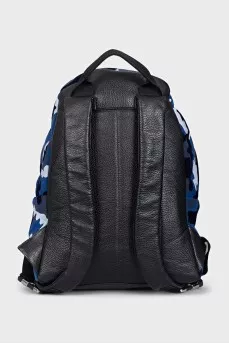 Men's blue backpack with military print