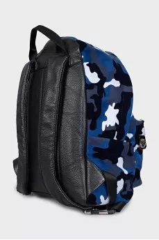 Men's blue backpack with military print