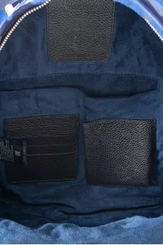 Men's blue backpack with military print