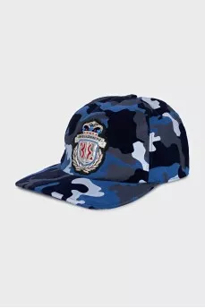 Men's blue cap with military print