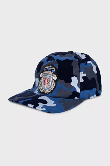 Men's blue cap with military print