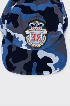 Men's blue cap with military print