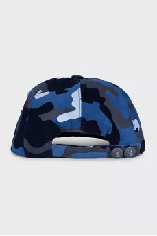 Men's blue cap with military print
