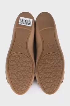 Leather ballet flats with signature logo