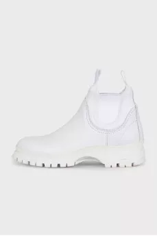 White leather boots