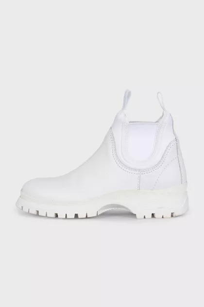 White leather boots