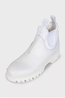 White leather boots
