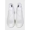 White leather boots