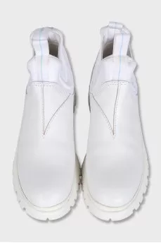 White leather boots