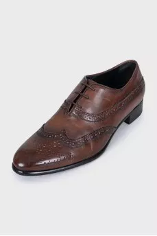 Men's brown leather brogues with perforations