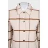 Cropped checkered shirt coat