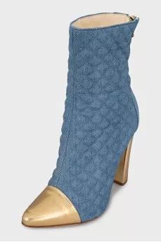 Джинсові ботильйони з золотистим підбором