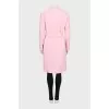 Pink wool coat with belt