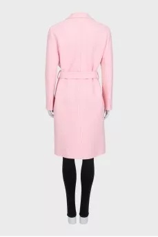 Pink wool coat with belt