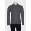 Men's gray wool and silk pullover