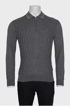 Men's gray wool and silk pullover