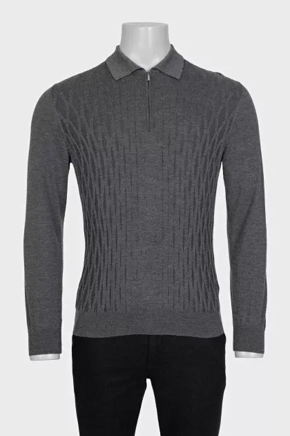 Men's gray wool and silk pullover