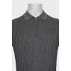 Men's gray wool and silk pullover