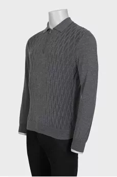 Men's gray wool and silk pullover
