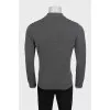 Men's gray wool and silk pullover