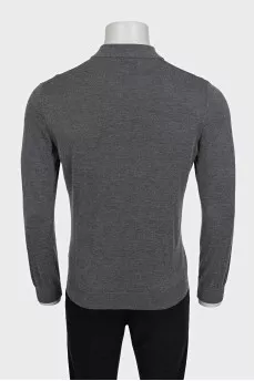 Men's gray wool and silk pullover