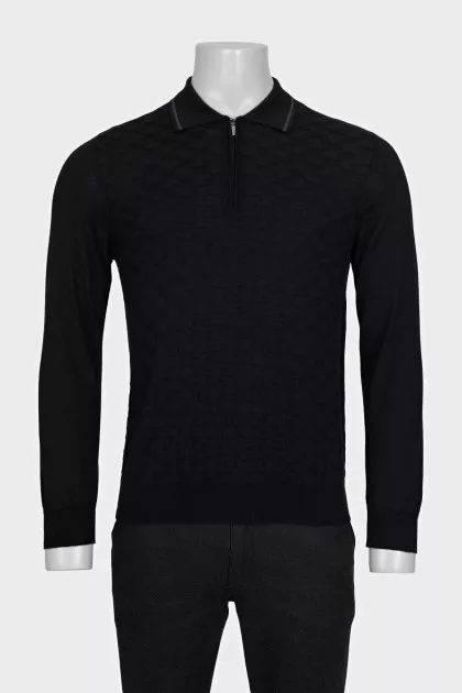 Men's black cashmere and silk pullover