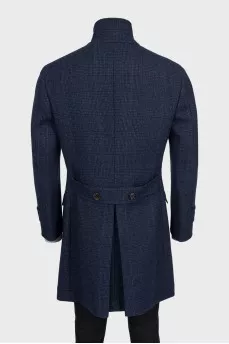 Men's checkered wool button down coat