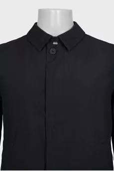 Men's black buttoned trench coat