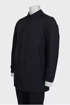 Men's black buttoned trench coat
