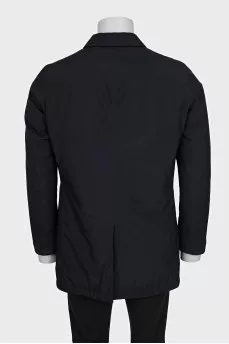 Men's black buttoned trench coat
