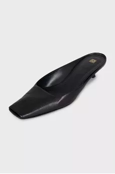 Leather mules with a medium heel