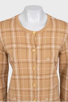Brown cardigan with gold buttons