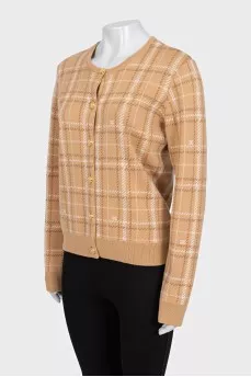 Brown cardigan with gold buttons