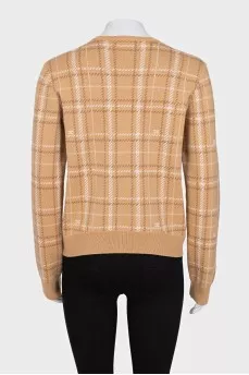 Brown cardigan with gold buttons