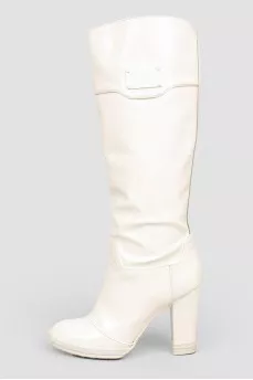 High white vinyl leather boots