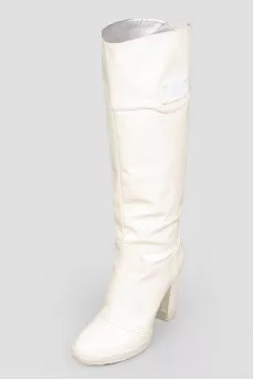 High white vinyl leather boots