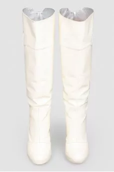 High white vinyl leather boots