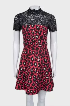 Animal print lace top dress