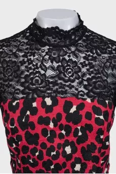 Animal print lace top dress