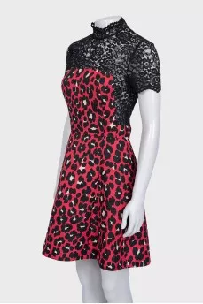 Animal print lace top dress