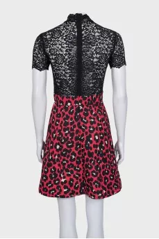 Animal print lace top dress