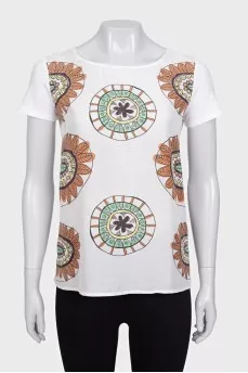 Straight T-shirt with front print