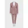 Double-breasted houndstooth print suit