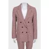 Double-breasted houndstooth print suit